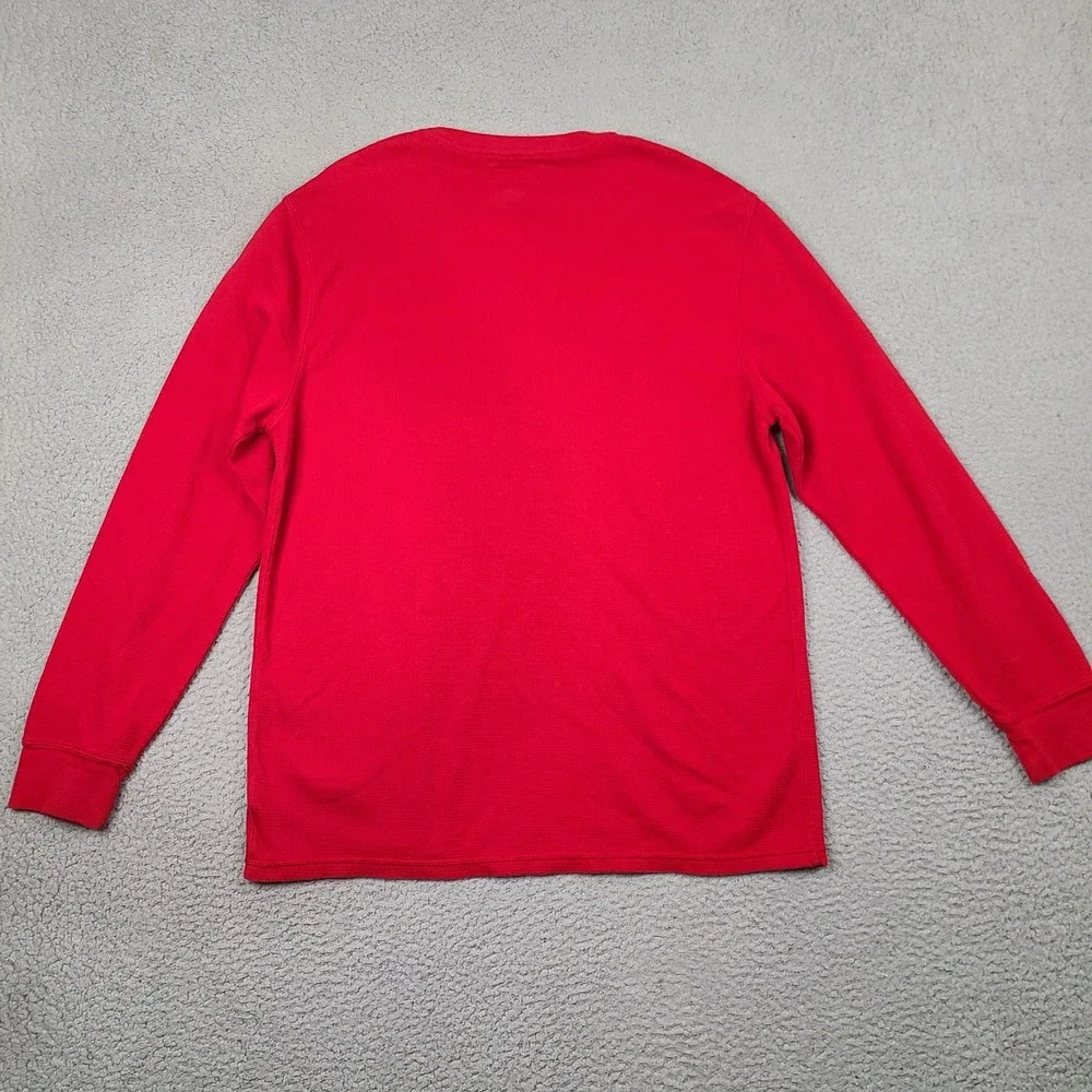 Polo Ralph Lauren Sleepwear Shirt Mens XL Red Waffle Knit Thermal Long Sleeve